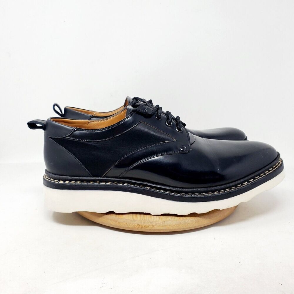 OAMC Mara Shoe Mens 12 Black Bull Leather Mesh Lace Up Low Chunky Vibram Oxford‎